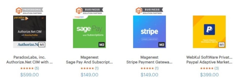 Modes de paiements Magento