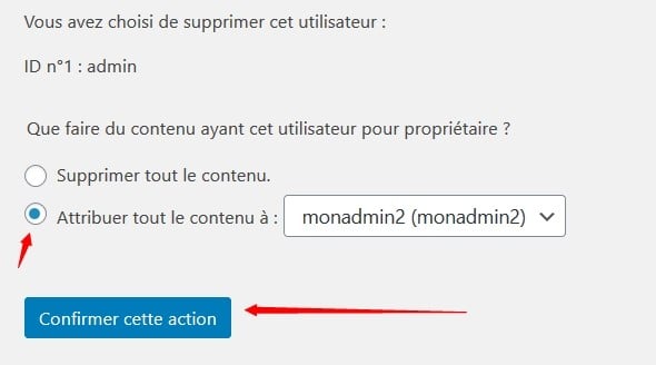 Attribuer tout le contenu de l'ancien admin WordPress au nouvel admin