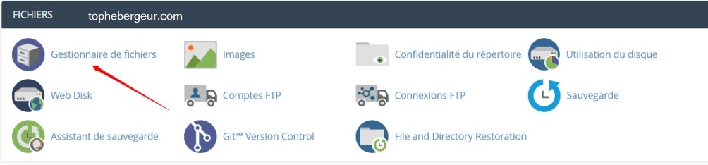 Cliquez sur Gestionnaire de fichiers dans cPanel