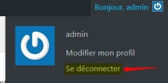 Se déconnecter du compte admin par défaut