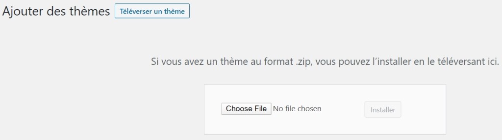 Téléverser un nouveau thème dans WordPress