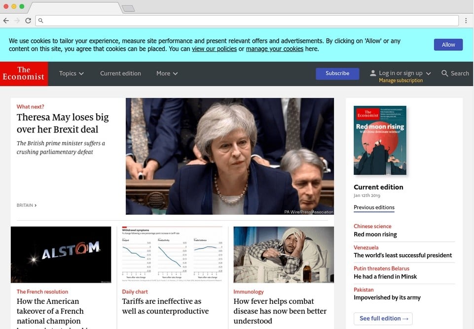 Le site the Economist utilise aussi Headless CMS 