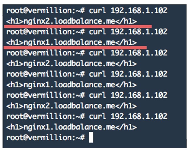 Commande Curl pour vérifier l'installation de nginx en tant loadbalncer