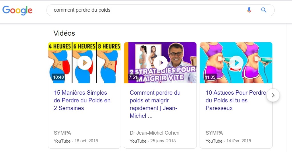 Résultats enrichis Vidéo