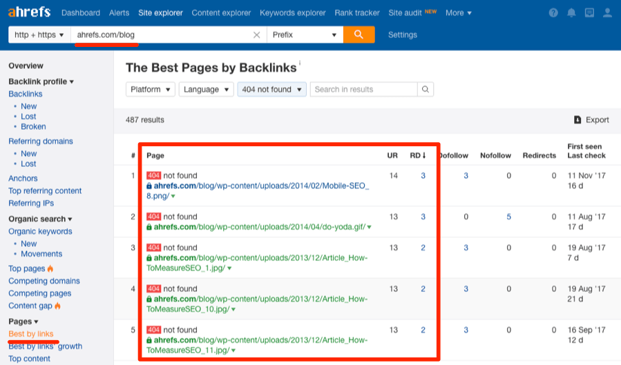 Pages brisées best by links redirigées vers 404