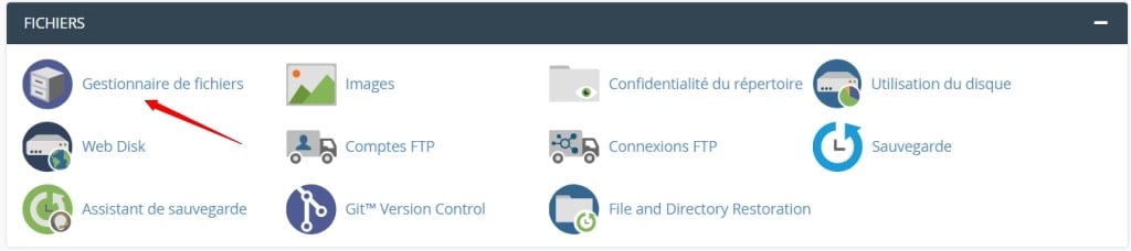 gestionnaire de fichier cpanel