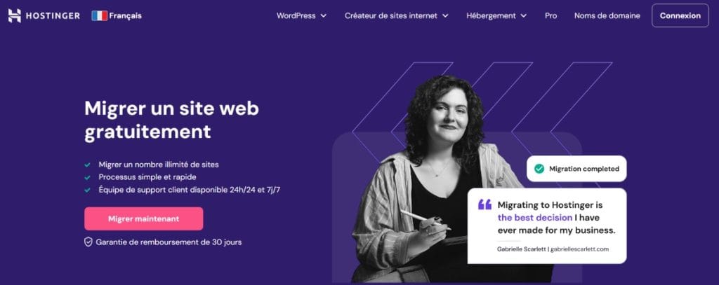 Hostinger migration de site gratuite
