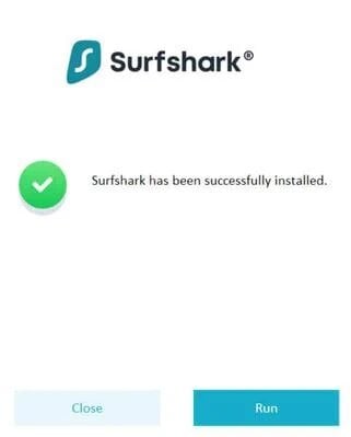 Installation Surfshark réussie