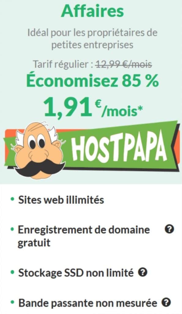 Plan Affaires hostpapa