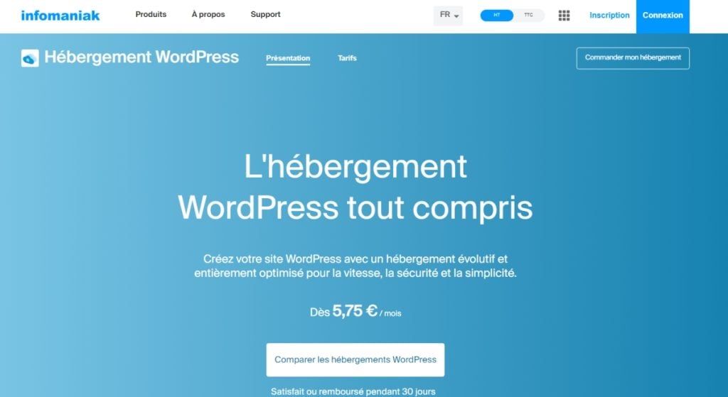 Créer un site web avec WordPress. Plan Infomaniak