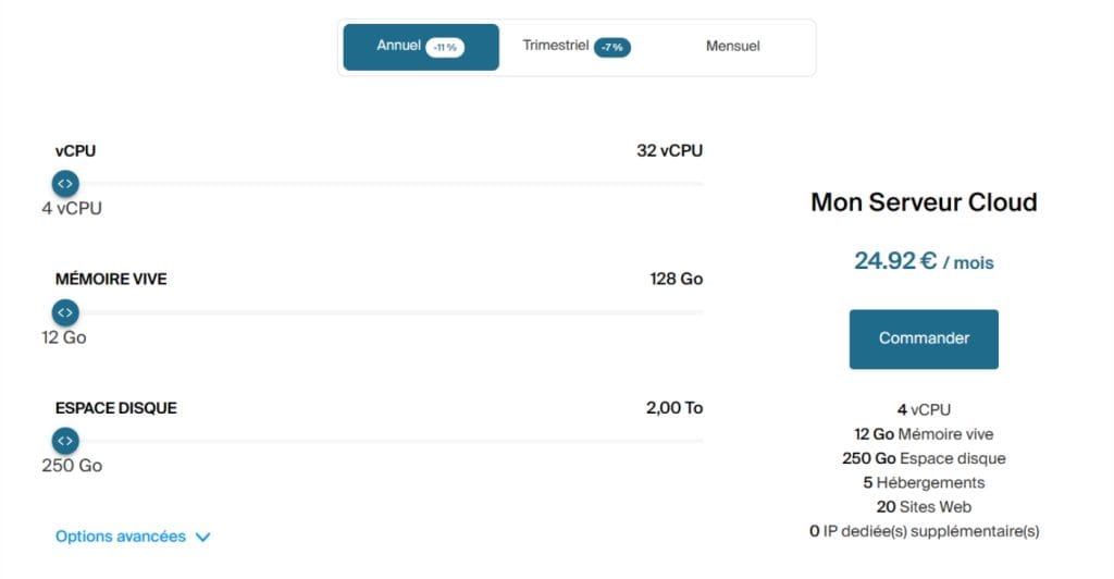 Estimation serveur dédié chez Infomaniak