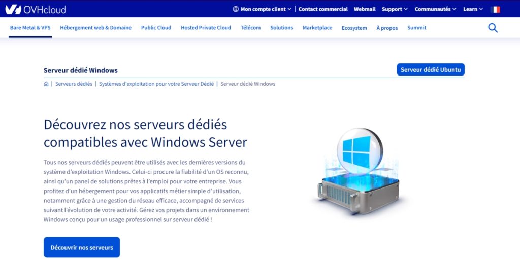 OVHcloud serveur dédié Windows