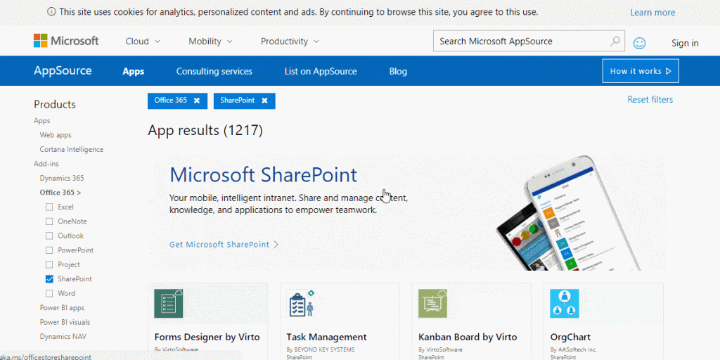 Les applications et extensions de SharePoint