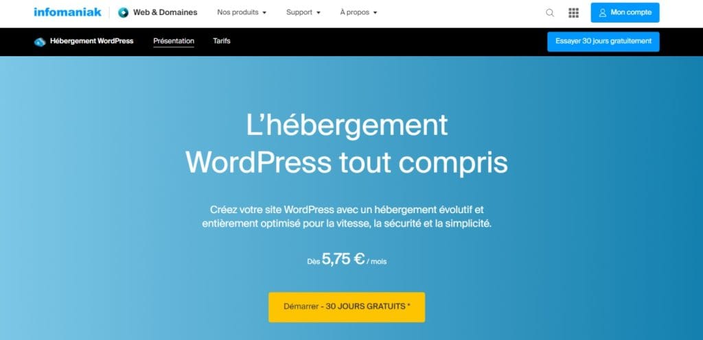 Hébergement WordPress Chez Infomaniak