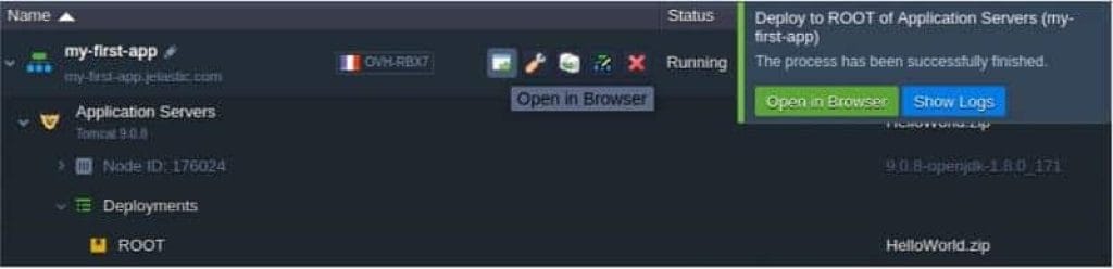 Déploiement App Jelastic réussis
