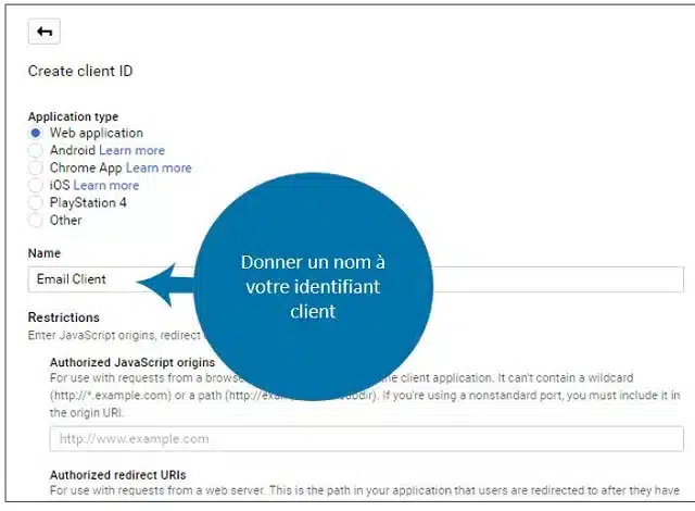 Donnez un nom à votre identifiant client 