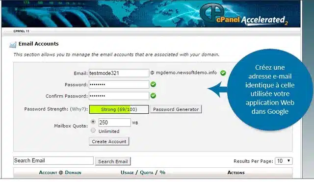 Créer une adresse e-mail identique dans cPanel