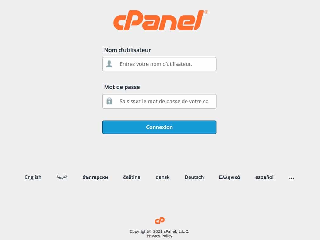 Connexion à cPanel