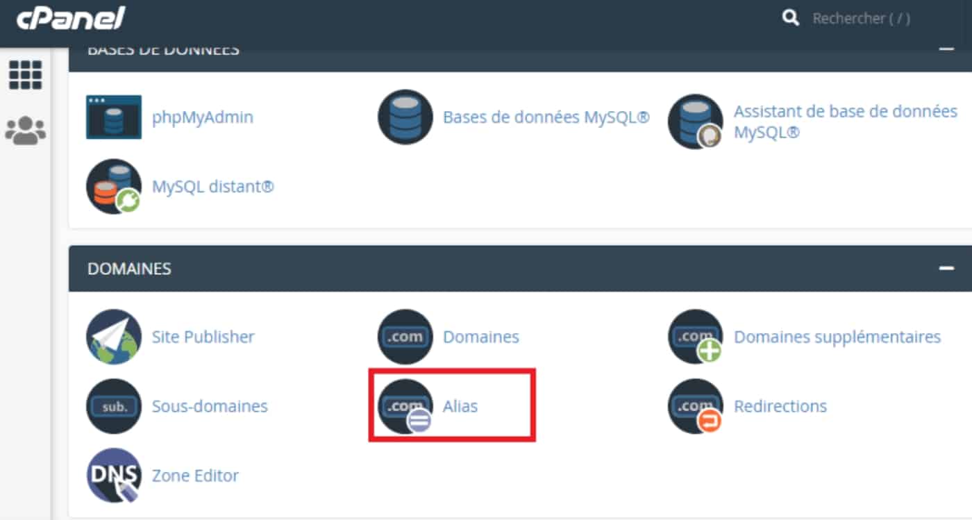 acceder alias cpanel