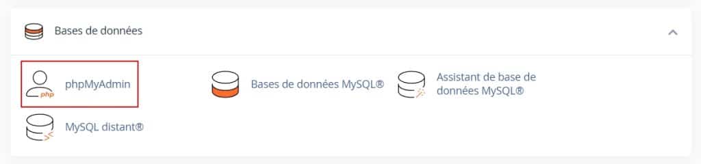 Accéder à phpMyAdmin dans cPanel