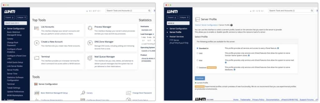 Configuration du panneau de contrôle (cPanel/WHM)