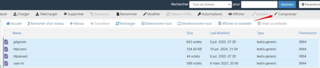 Compresser des fichiers dans cPanel