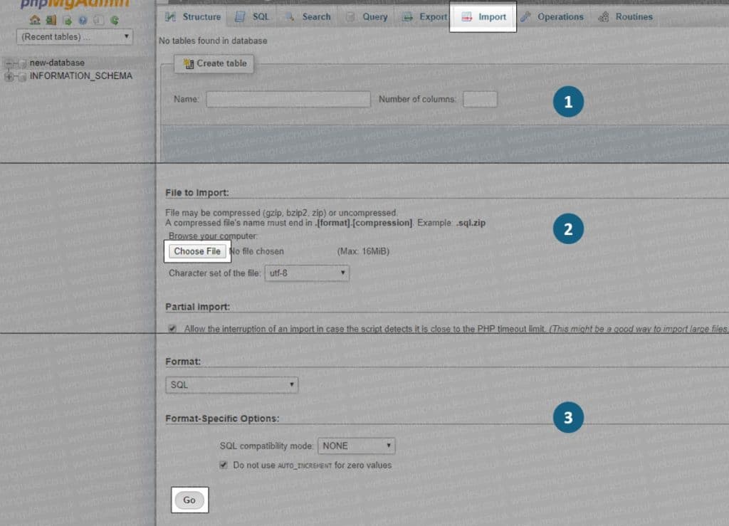 Importation du fichier SQL