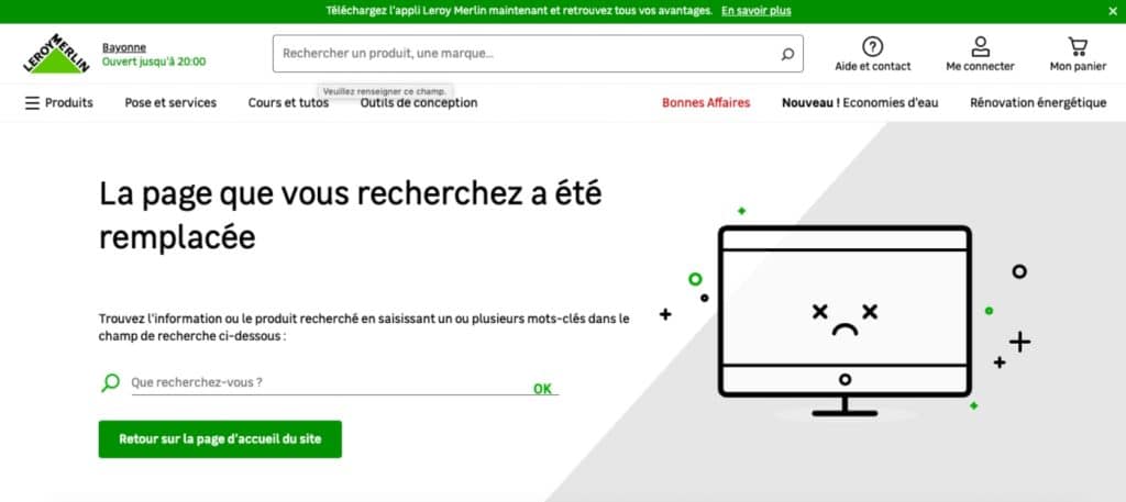 Exemple de page d'erreur 404