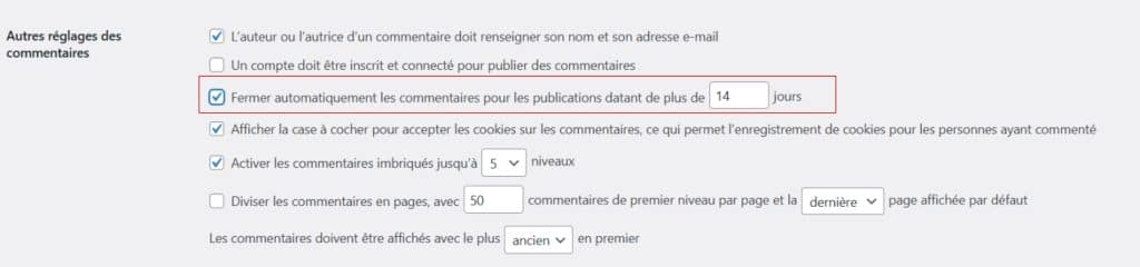 Désactiver les commentaires sur les anciens articles