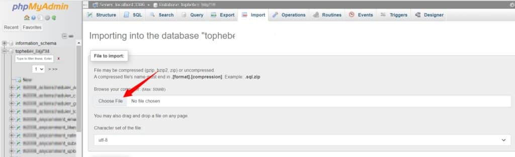 Importer une base de données dans phpmyadmin