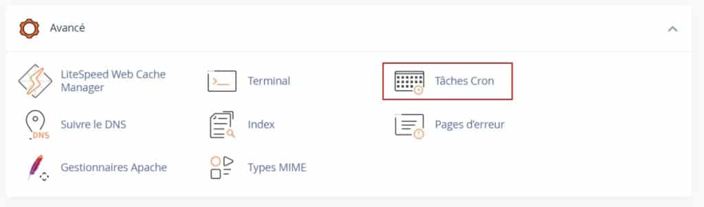 localisez taches cron dans cpanel