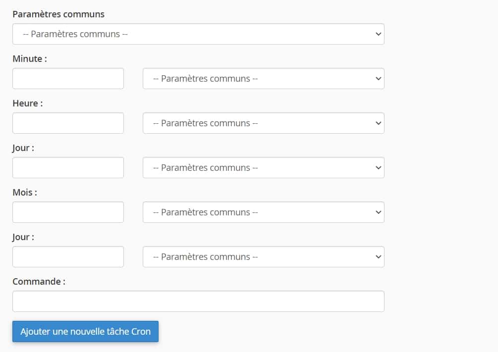 Définir les paramètres de la tâche