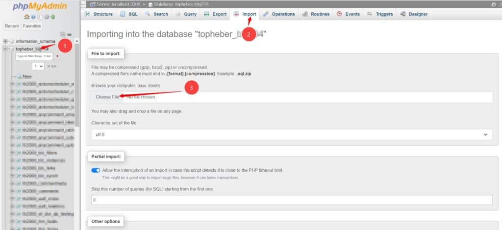 Restaurer les bases de données  à partir de phpMyAdmin