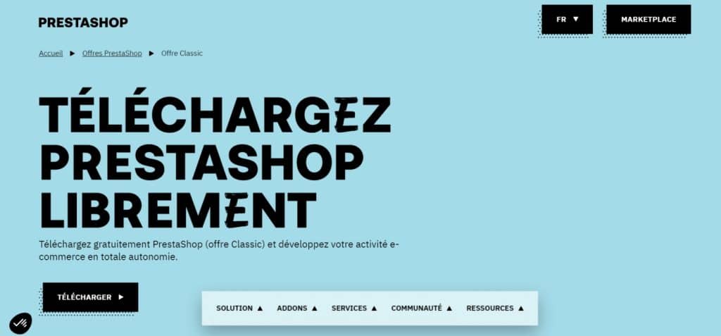 Téléchargement de PrestaShop