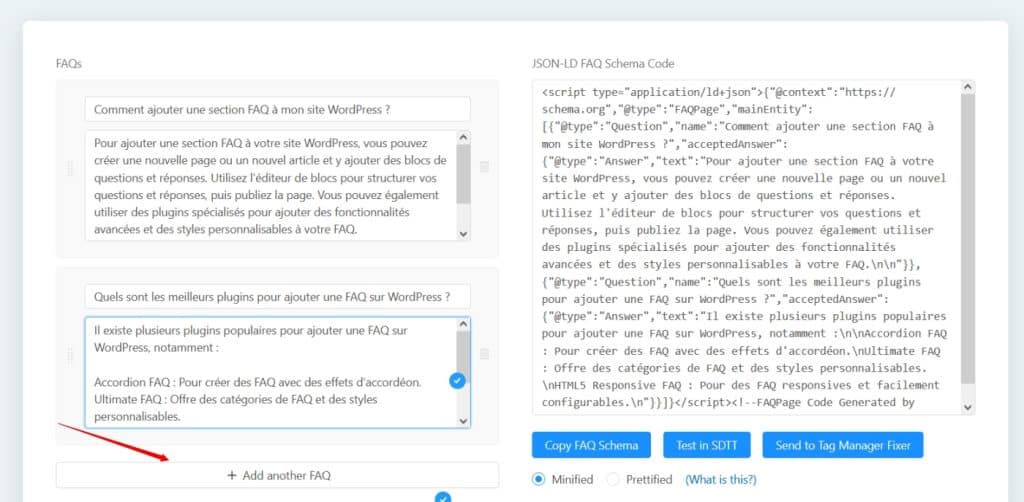 ajouter faq generateur json ld faq schema