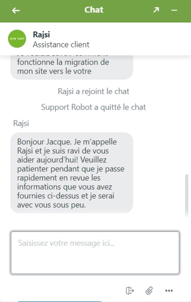 Chat en ligne one.com