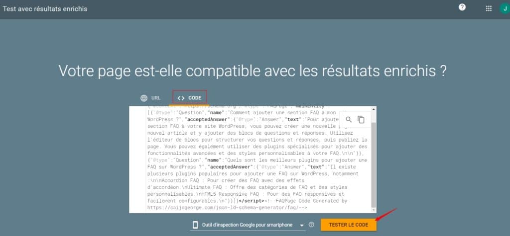 Collez le code dans la boite pour savoir s'il est compatible avec les résultats enrichis.