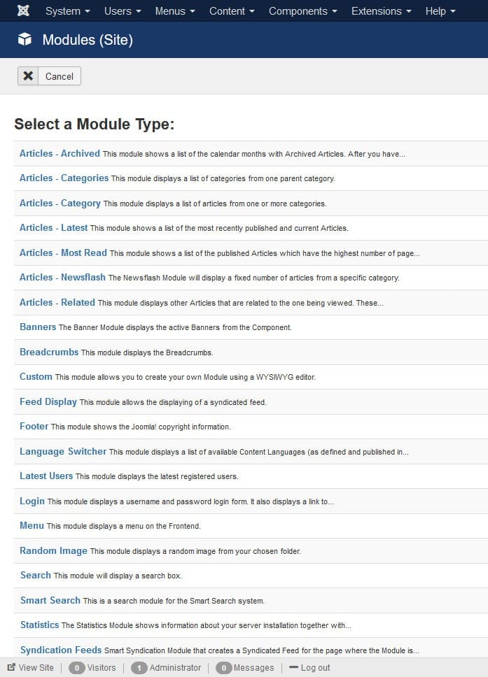 Modules supplémentaires Joomla