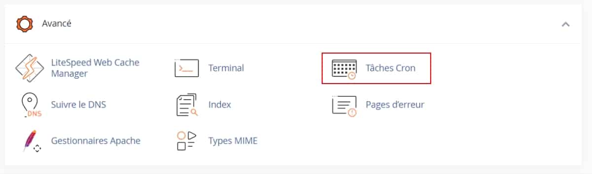 localisez taches cron dans cpanel 1