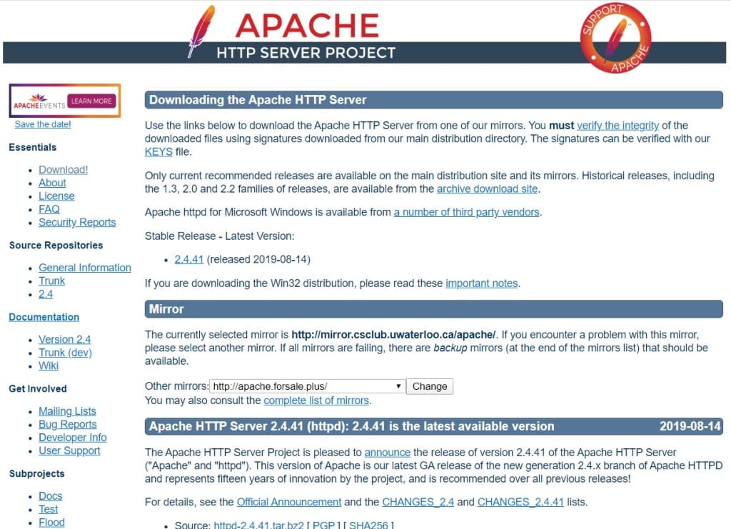 Téléchargez la licence publique Apache HTTP Server