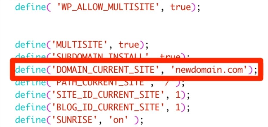 wp config mnultisite domain current site 1