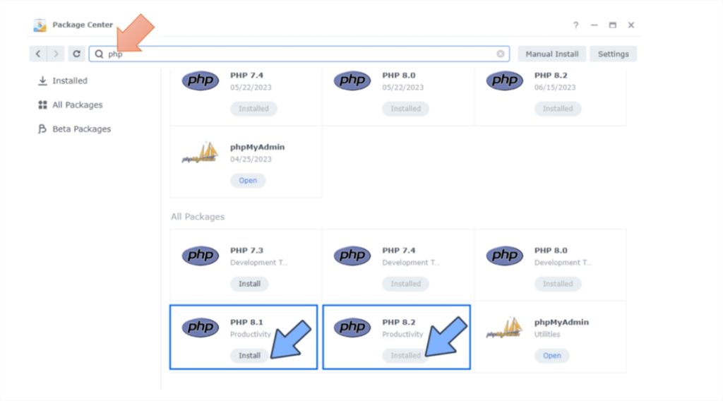 Installation PHP dans NAS Synology